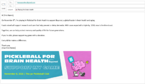 Preview of the Pickleball for Brain Health email signature